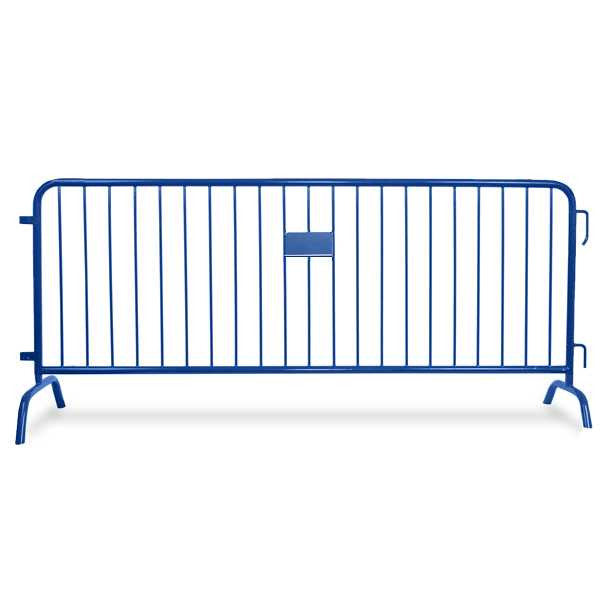 8.5 Ft Steel Barricades with Blue Powder Coat | Bridge Bases - Crowd Control Barriers Steel Barricades Epic Crowd Control