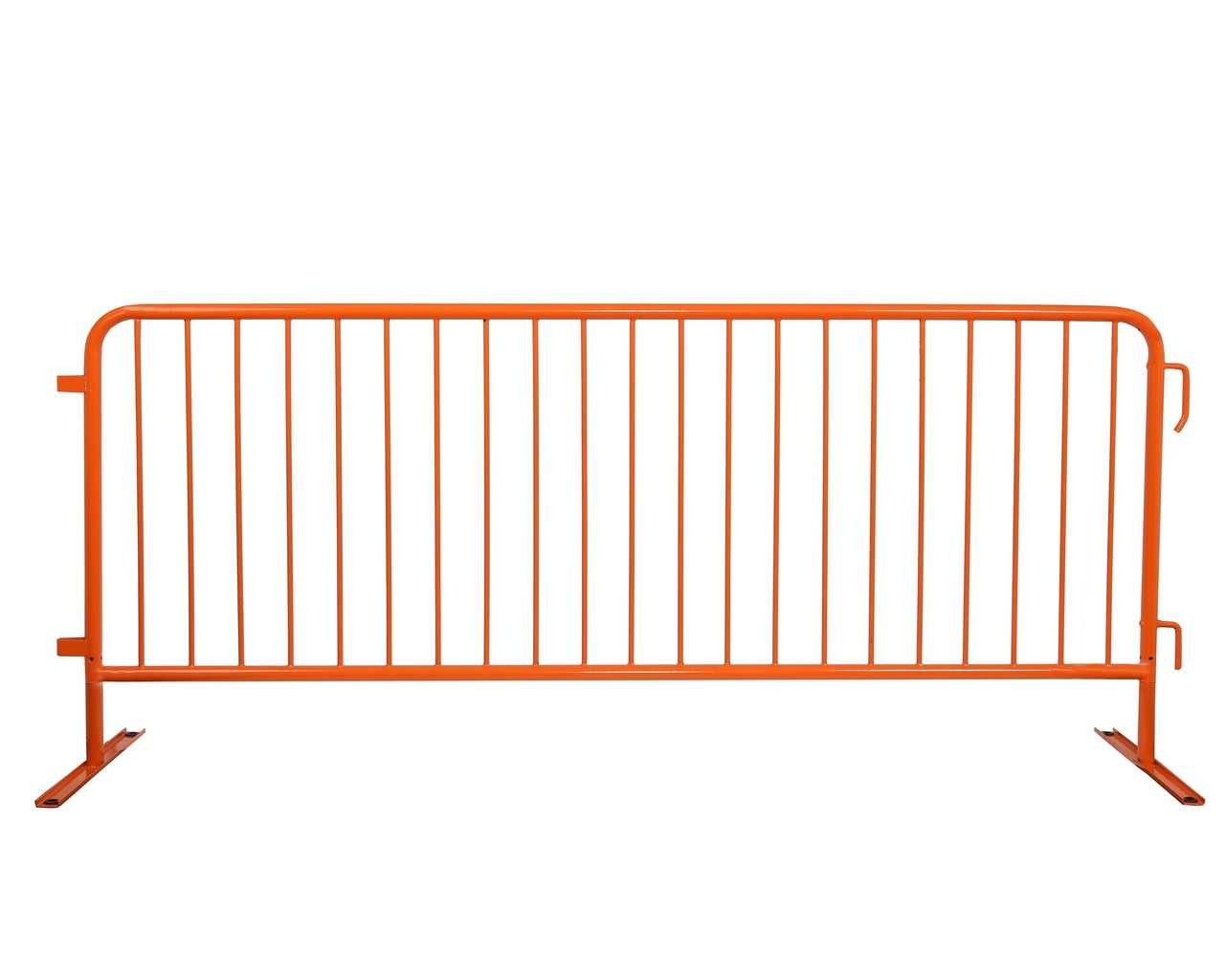 8.5 Ft Orange Steel Crowd Control Barricades with Flat Bases Heavy Duty Steel Barricades Epic Crowd Control