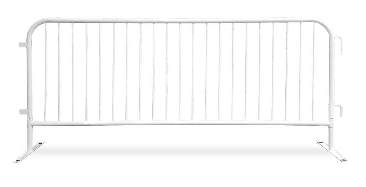 8.5 Ft Orange Steel Crowd Control Barricades with Flat Bases Heavy Duty Steel Barricades Epic Crowd Control
