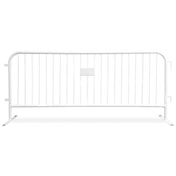8.5 Ft White Steel Crowd Control Barricades with Flat Bases | Heavy Duty Barriers Steel Barricades Epic Crowd Control