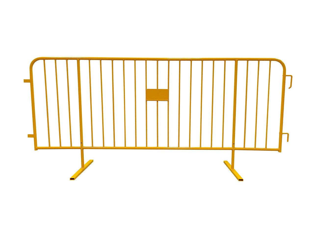 8.5 Ft Yellow Steel Crowd Control Barricades with Flat Bases HD 1.0 Steel Barricades Epic Crowd Control