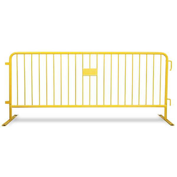 8.5 Ft Yellow Steel Crowd Control Barricades with Flat Bases | Heavy Duty Barriers Steel Barricades Epic Crowd Control