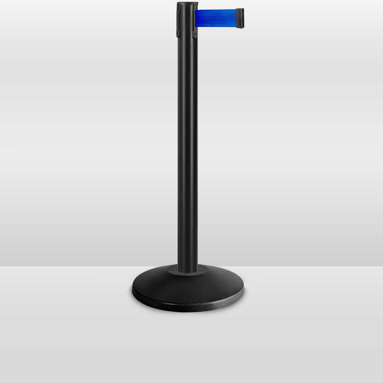 Black Stanchion Value | Black Retractable Belt Barrier | 7.5'/10'/12' Blue Belt Value Series Stanchions Epic Crowd Control