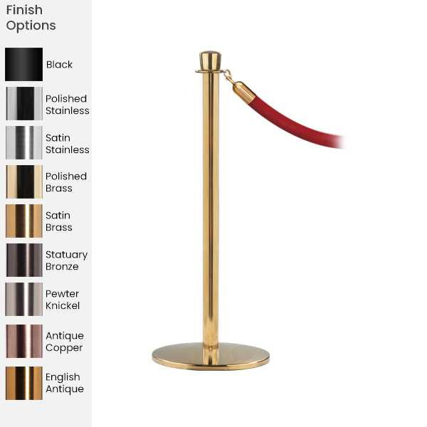 Crown Top Post & Rope Stanchion Barriers - Elegance Series Post and Rope Stanchions