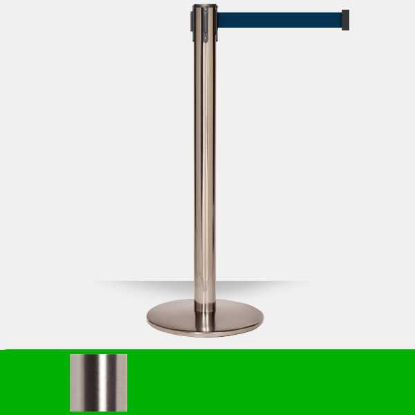Luxury Retractable Belt Barrier Stanchion | Pewter Nickel 11 or 13 Foot Belt Posts Single Line Belt Posts Epic Crowd Control