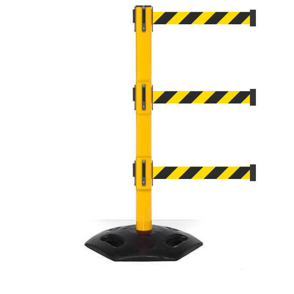 Safety Triple Retractable Belt Barrier 11 / 13 Foot Belt Posts