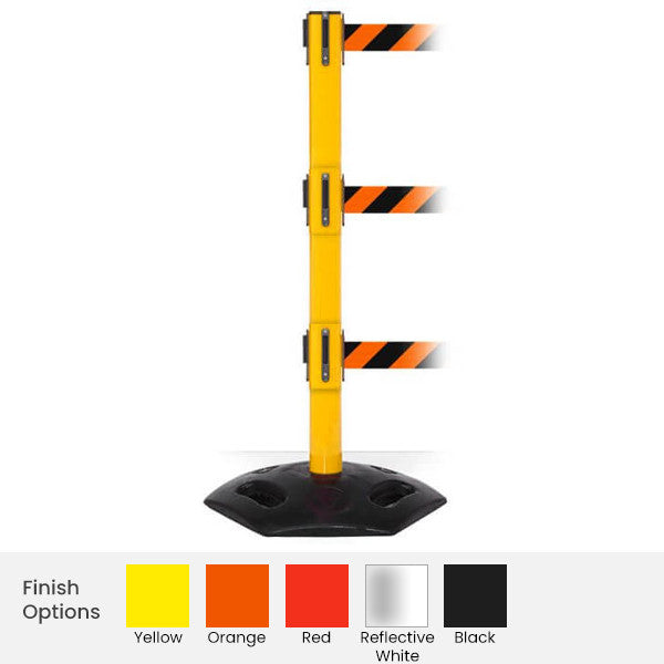Safety Triple Retractable Belt Barrier 11 / 13 Foot Belt Posts