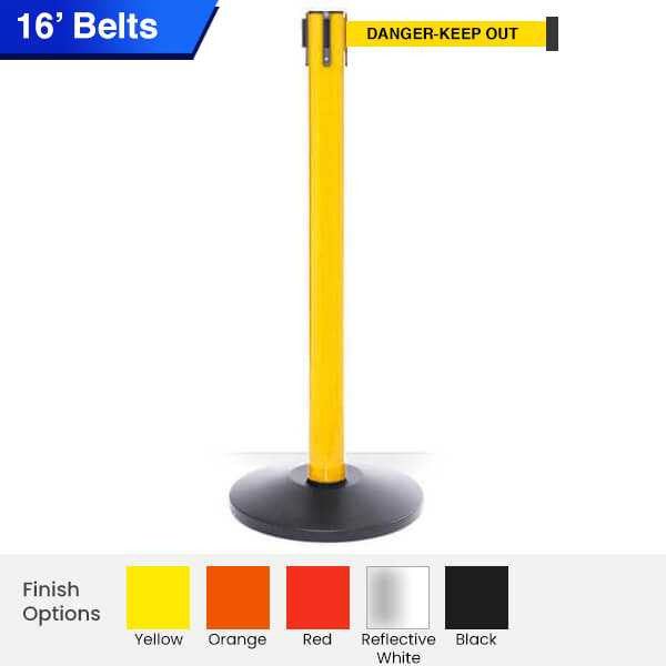 Pro Safety Retractable Belt Barrier | 16 Foot Belt Stanchion Posts Retractable Belt Barriers Epic Crowd Control