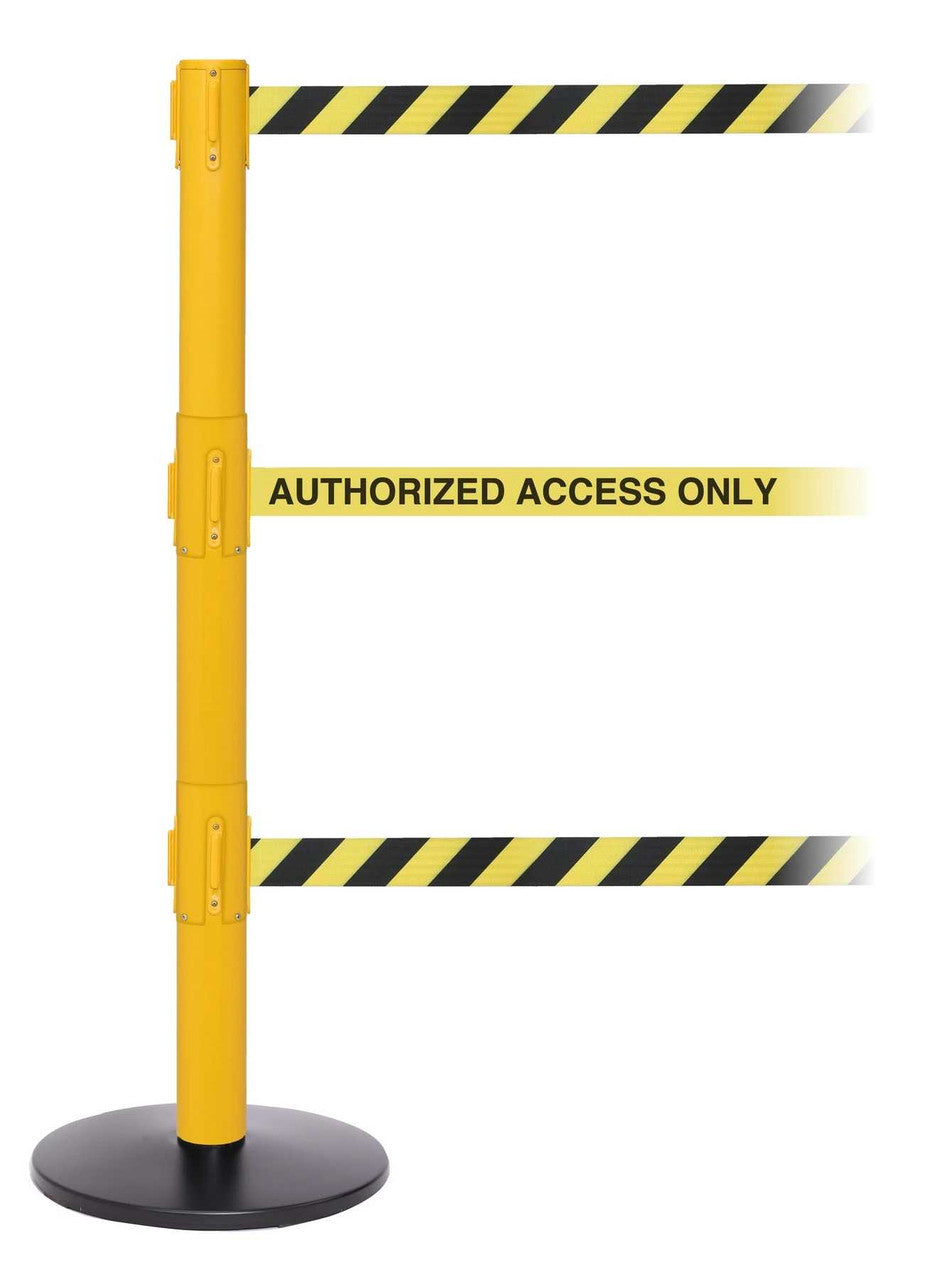 Pro Safety Triple Retractable Belt Barrier 11 / 13 Foot Belt Posts Retractable Belt Barriers Epic Crowd Control