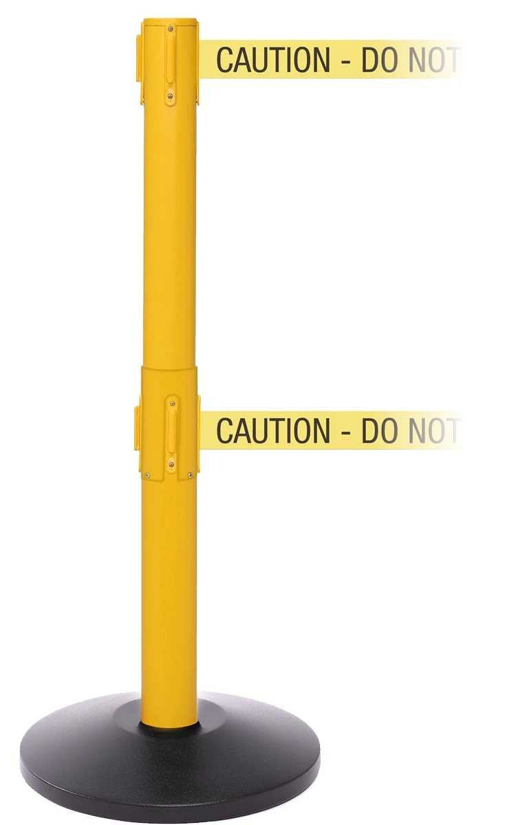 Pro Safety Twin Retractable Belt Barrier 11 / 13 Foot Belt Posts Retractable Belt Barriers Epic Crowd Control