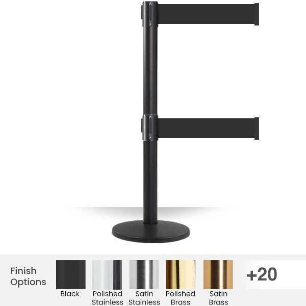 Pro Twin Retractable Belt Barrier | 3" Wide Belt | 11 Foot Belt Barrier Stanchion Stanchions Epic Crowd Control