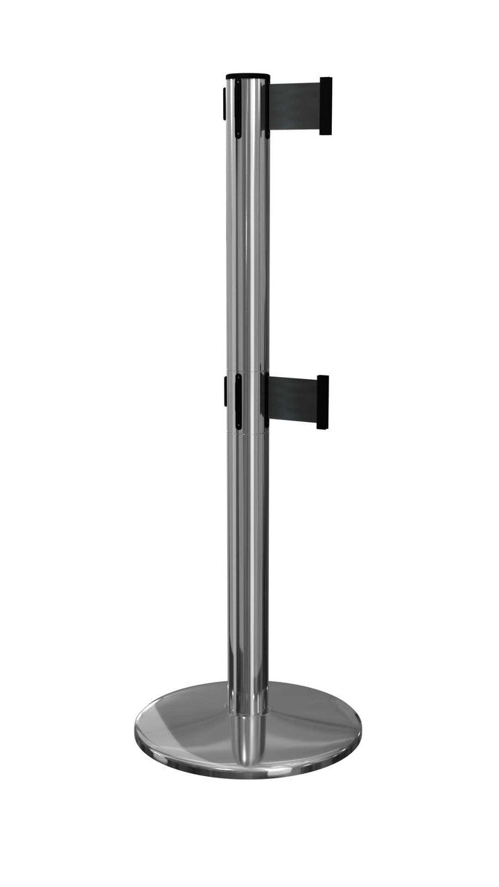 Pro Twin Retractable Belt Barrier | 3" Wide Belt | 11 Foot Belt Barrier Stanchion Stanchions Epic Crowd Control