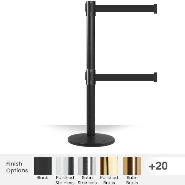 Pro Twin Retractable Belt Barrier Stanchion 11 / 13 Foot Belt ADA Stanchion Stanchions Epic Crowd Control