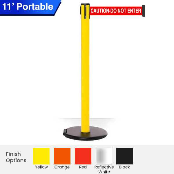 Roller Pro Safety Retractable Belt Barrier | 3" Wide Belt | 11 Foot Belt Posts Retractable Belt Barriers Epic Crowd Control