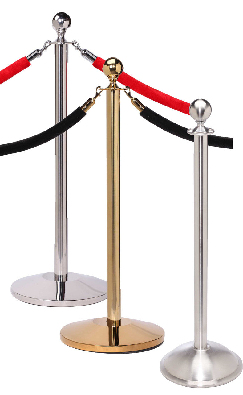 Rope Master Ball Top Rope Barrier Stanchion Post with Flat or Dome Base Stanchions Epic Crowd Control