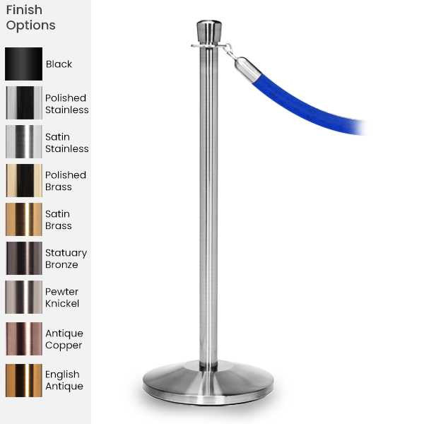 Rope Master Crown Top Rope Barrier Stanchion Post with Flat or Dome Base Stanchions Epic Crowd Control