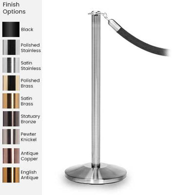 Rope Master Flat Top Rope Barrier Stanchion Post with Flat or Dome Base