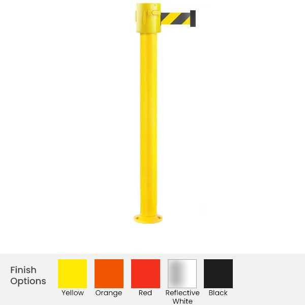 Safety Pro Retractable Belt Barrier Stanchions | Fixed Mount 20 / 25 / 30 / 35 Ft Belts Retractable Belt Barriers Epic Crowd Control