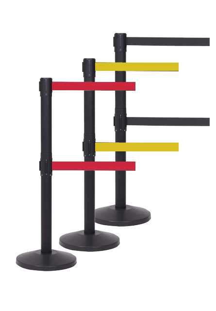 Twin Retractable Belt Barrier Stanchions | 11 Foot Belt | ADA Compliant Stanchions Epic Crowd Control