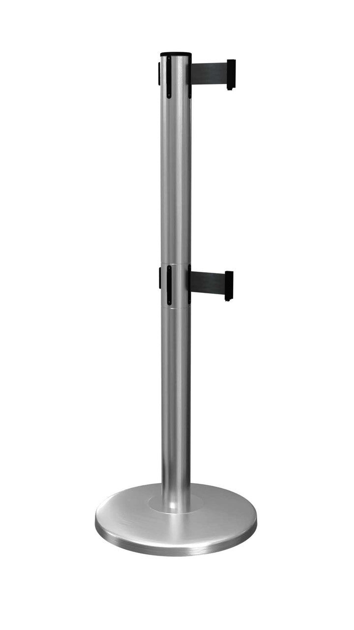 Twin Retractable Belt Barrier Stanchions | 11 Foot Belt | ADA Compliant Stanchions Epic Crowd Control