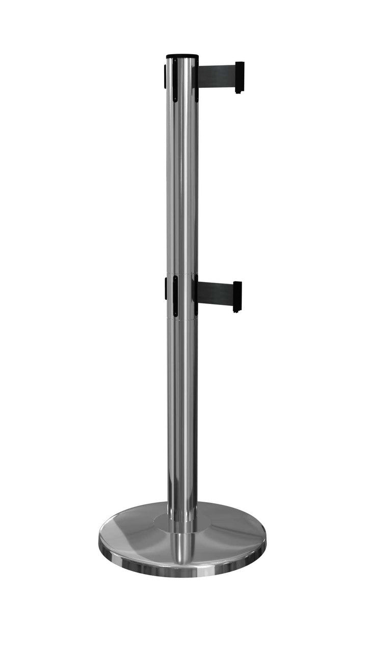 Twin Retractable Belt Barrier Stanchions | 11 Foot Belt | ADA Compliant Stanchions Epic Crowd Control