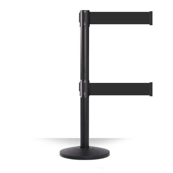 Twin Retractable Belt Barrier Stanchions | 3" Wide 11 Foot Belt | ADA Compliant Stanchions Epic Crowd Control