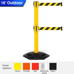 Twin Safety Retractable Belt Barrier | Weather Master 16 Foot Belts Stanchions Epic Crowd Control
