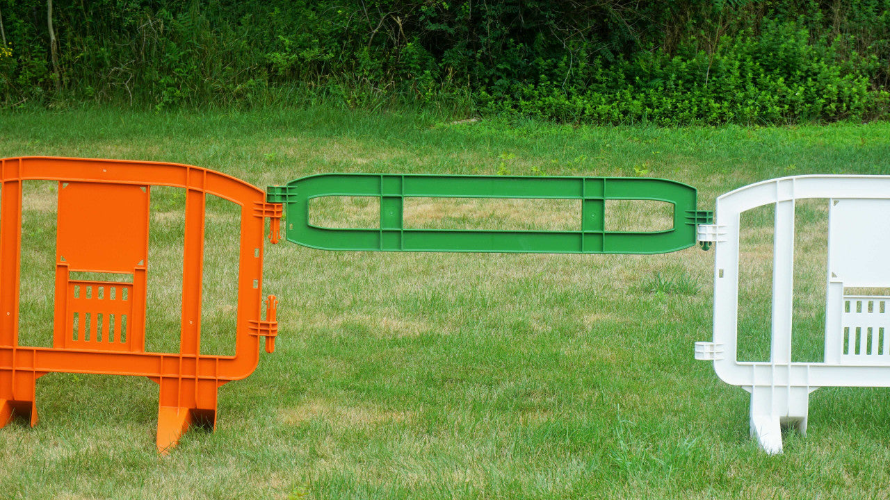 Xtendit Movit Plastic Barricades | Green Xtendit & Extender Plastic Barriers Epic Crowd Control