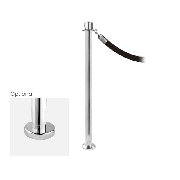 Crown Top Rope Barrier Stanchion | Fixed Base | Traditional Post & Rope