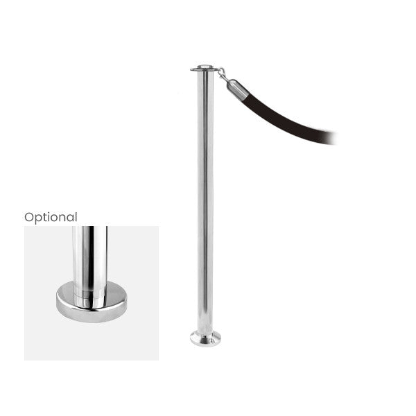 Flat Top Rope Barrier Stanchion | Fixed Base | Traditional Post & Rope