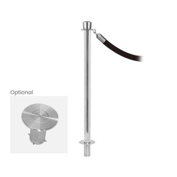 Crown Top Rope Barrier Stanchion | Removable Base | Traditional Post & Rope